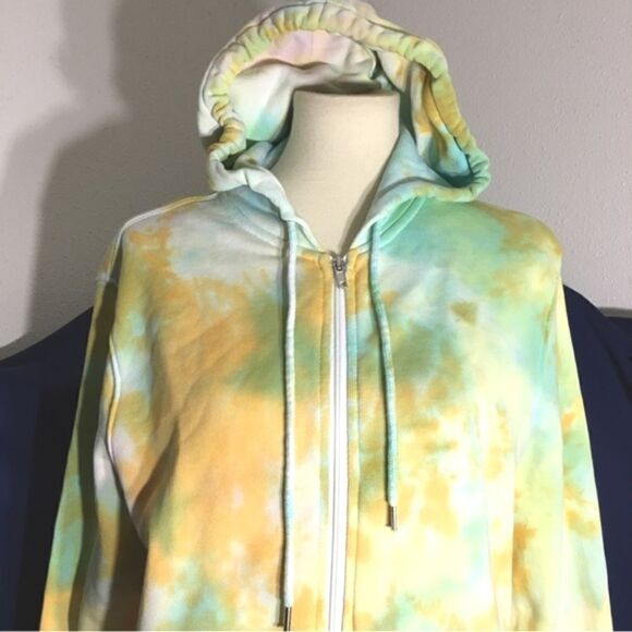 H&M Size Yellow/Green Tie Dye Hoodie Sweater - Picture 6 of 14